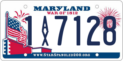 MD license plate 1AX7128