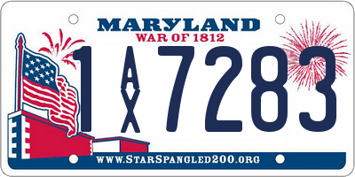 MD license plate 1AX7283
