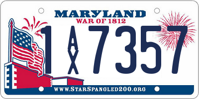 MD license plate 1AX7357