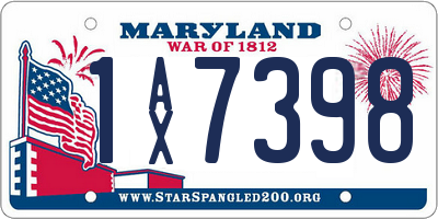 MD license plate 1AX7398