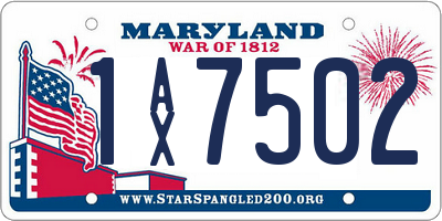 MD license plate 1AX7502