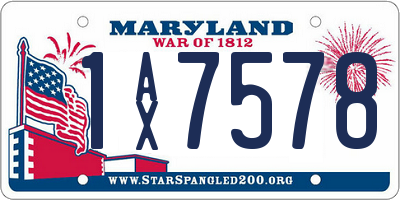 MD license plate 1AX7578