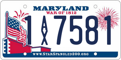 MD license plate 1AX7581