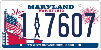 MD license plate 1AX7607