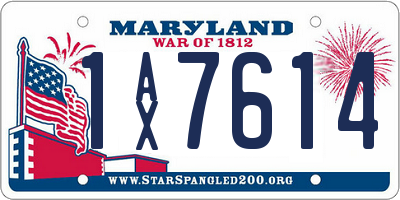 MD license plate 1AX7614