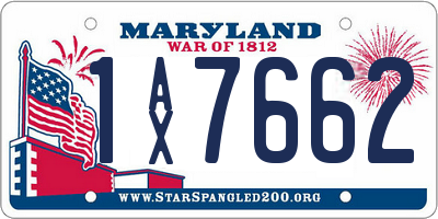 MD license plate 1AX7662