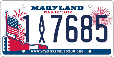 MD license plate 1AX7685