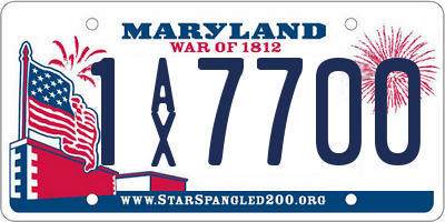 MD license plate 1AX7700