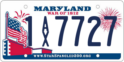 MD license plate 1AX7727