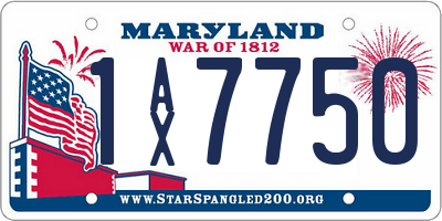 MD license plate 1AX7750