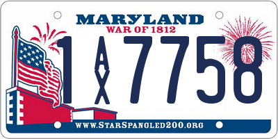 MD license plate 1AX7758