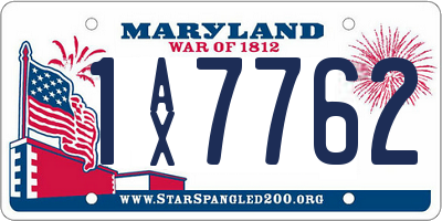 MD license plate 1AX7762