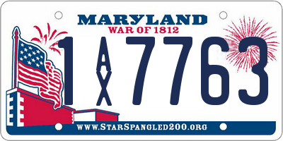 MD license plate 1AX7763