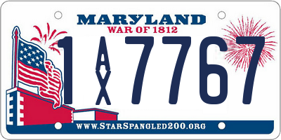 MD license plate 1AX7767
