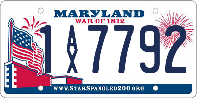 MD license plate 1AX7792