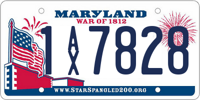 MD license plate 1AX7828