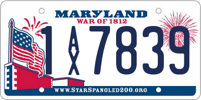 MD license plate 1AX7839