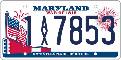 MD license plate 1AX7853