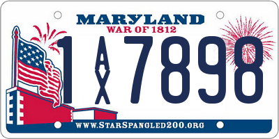 MD license plate 1AX7898