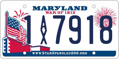 MD license plate 1AX7918