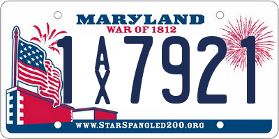 MD license plate 1AX7921