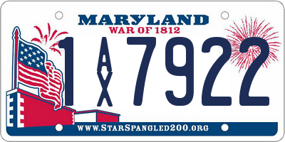 MD license plate 1AX7922