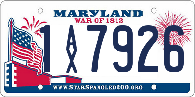 MD license plate 1AX7926
