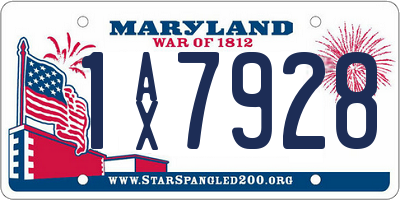 MD license plate 1AX7928