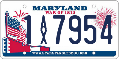 MD license plate 1AX7954