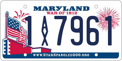 MD license plate 1AX7961