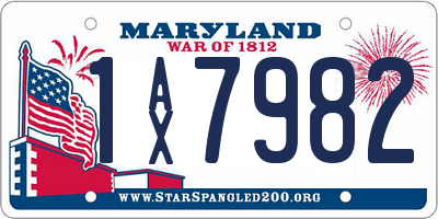 MD license plate 1AX7982