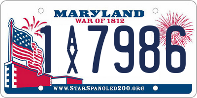 MD license plate 1AX7986