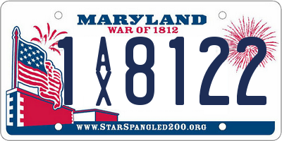 MD license plate 1AX8122