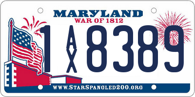 MD license plate 1AX8389