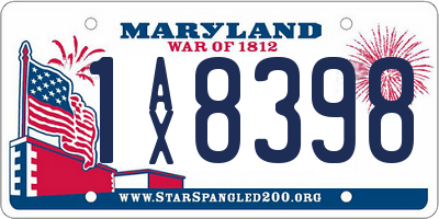MD license plate 1AX8398