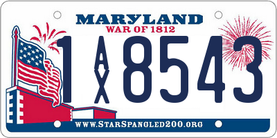 MD license plate 1AX8543