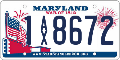 MD license plate 1AX8672