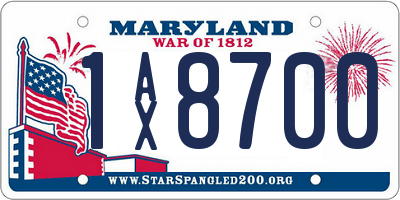 MD license plate 1AX8700