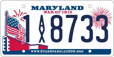 MD license plate 1AX8733