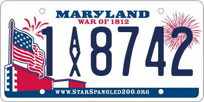 MD license plate 1AX8742