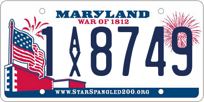 MD license plate 1AX8749