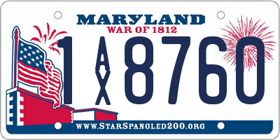MD license plate 1AX8760