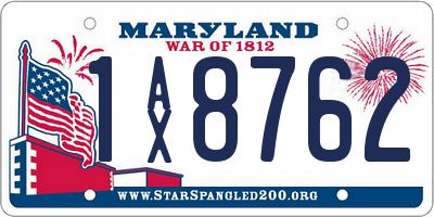 MD license plate 1AX8762