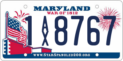MD license plate 1AX8767