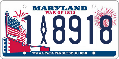 MD license plate 1AX8918