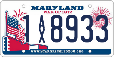 MD license plate 1AX8933