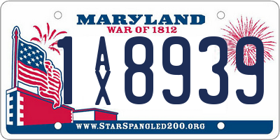 MD license plate 1AX8939