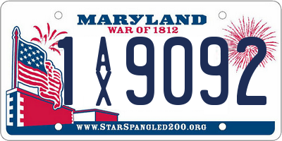MD license plate 1AX9092