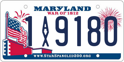 MD license plate 1AX9180