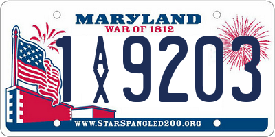 MD license plate 1AX9203